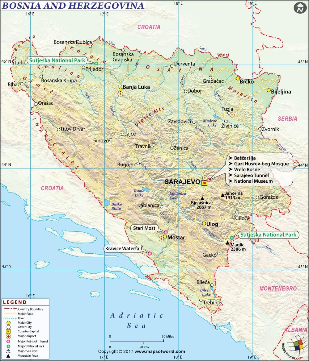 La bosnie-Herzégovine carte