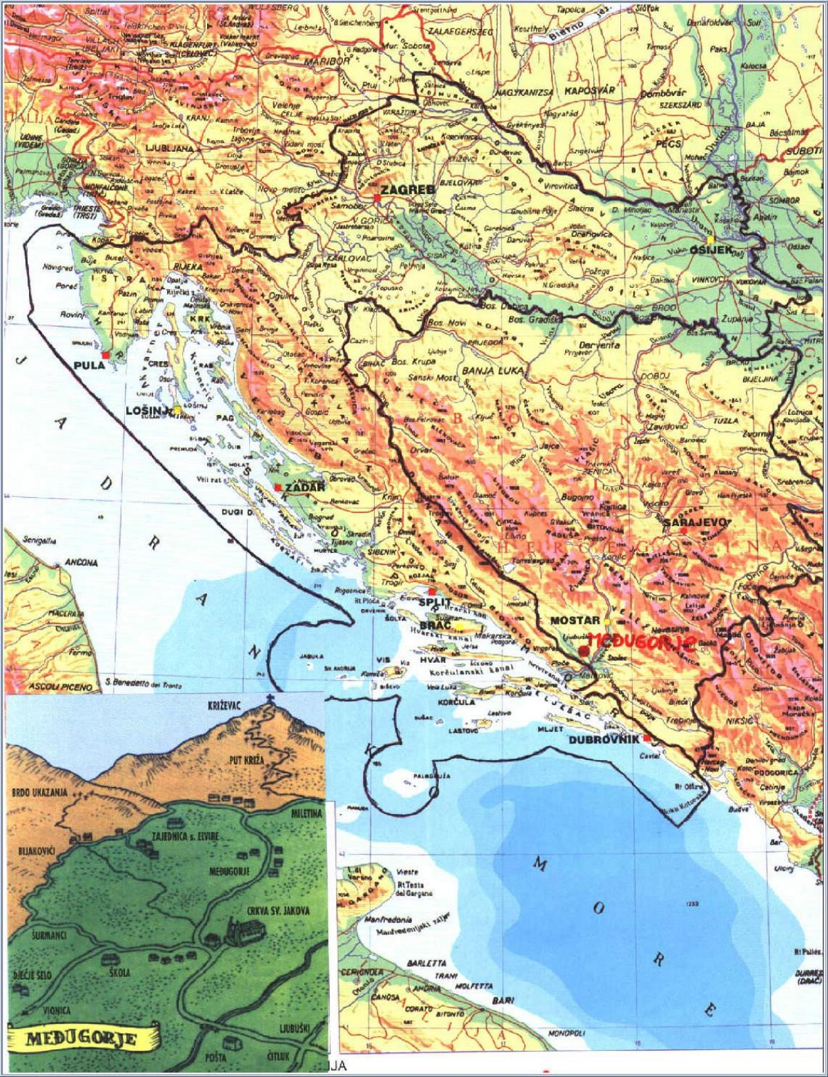 carte de medjugorje en Bosnie-Herzégovine