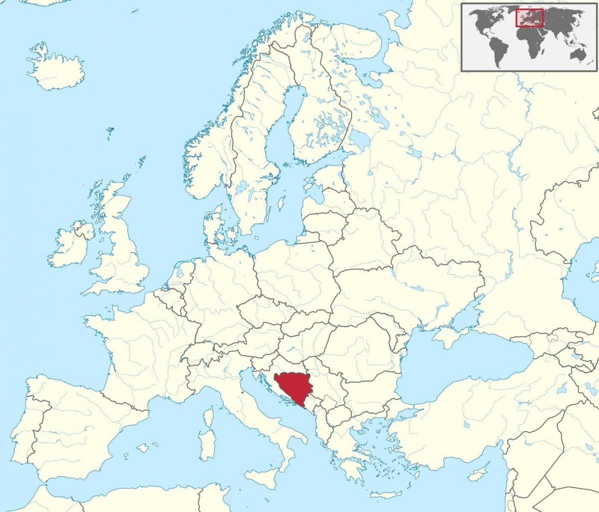 La bosnie sur une carte de l'europe