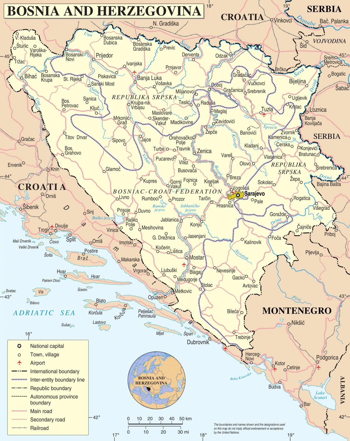 carte de la Bosnie